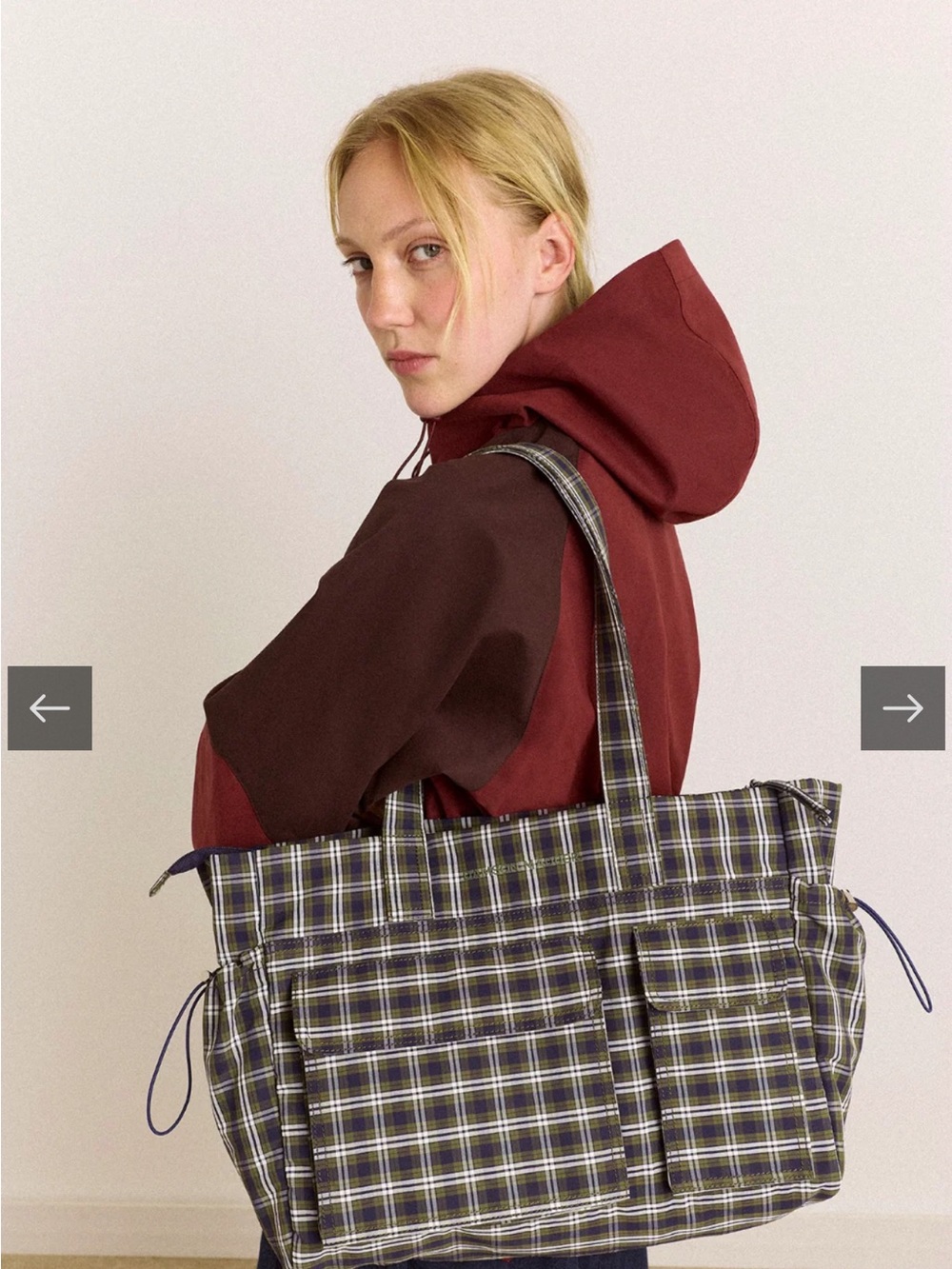 Damson Madder Eliza Bag - Green Navy Check